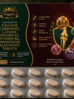Yoggun Calcium Carbonate, L-Lysine, Vitamin D3, Vitamin B6 and Magnesium Gluconate Tablets